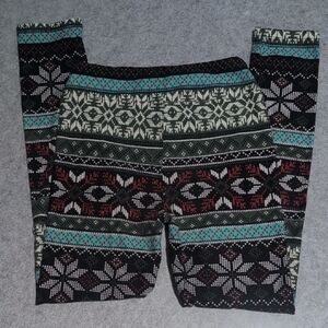 LuLaRoe Kids Leggings - Black, Red, Green, Blue Snowflake Design